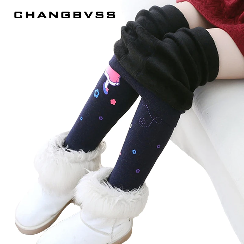 

2017 Fashion Autumn Winter Kids Pants Thick Plush Warm Slim Baby Girls Leggings Children Elastic Waist Colorful Cotton Leggings
