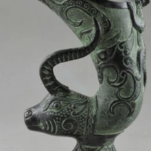 Коллекционное украшенное старое изделие из бронзы ручной работы резная ваза с драконом геккон