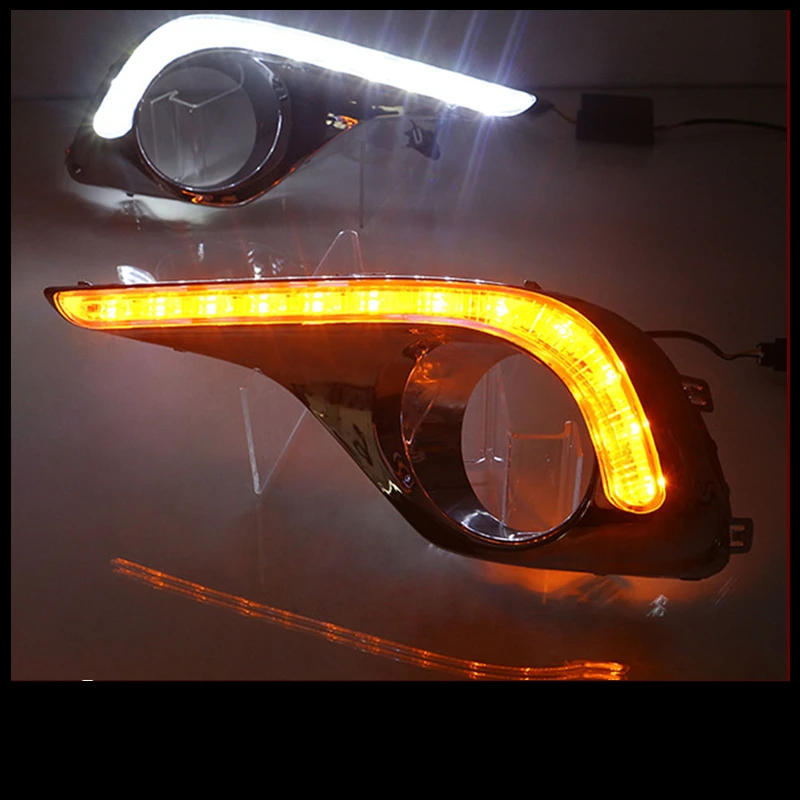 

Tcart 2012-up 12 LED white DRL with turn signal lamps Aluminum rear cover For Highlander toyota Daytime Running Light Lamps