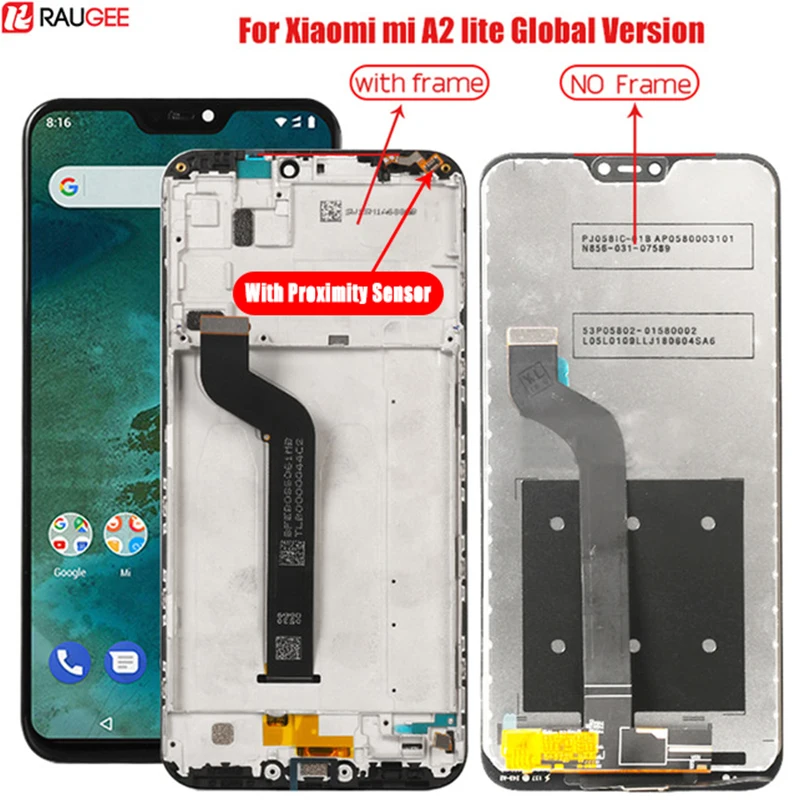 ЖК дисплей для Xiaomi Mi A2 Lite с рамкой дигитайзер сенсорный экран замена MiA2