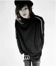 New Arrival Club Men Must Coquettish Unique Zipper Strapless Hip Hop Pure Color Long Sleeve T Shirt Man Bat Bottoming Shirt