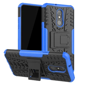 

30pcs/lot PC+Soft Silicone Tyre Heavy Duty Armor Shockproof Hard Case with Stand For LG Stylo 5