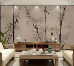 Обои на заказ, обои для стен, ручная роспись, бамбуковое изображение птицы, новый китайский фон, Украшение стен