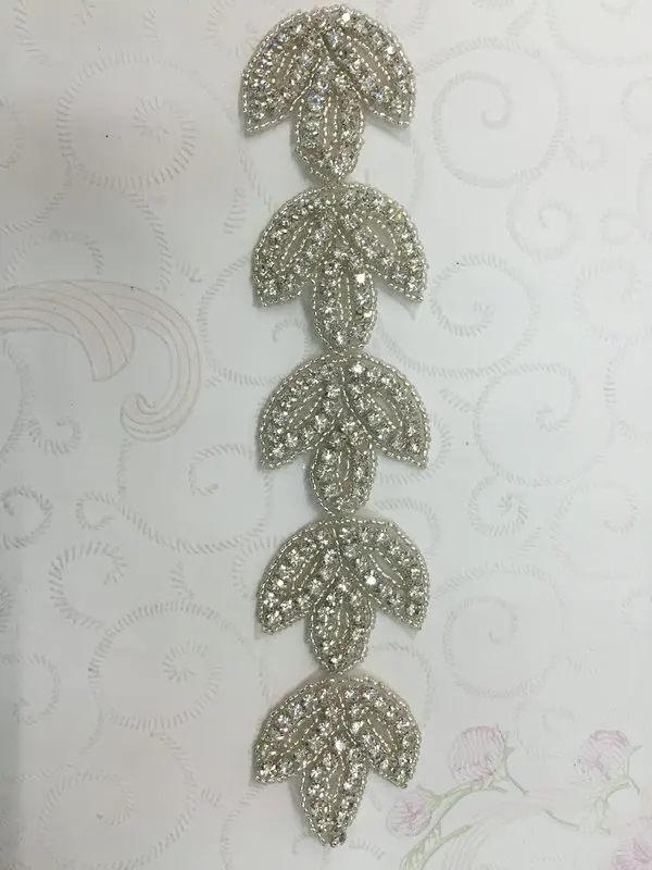 

DHL free shipping 10Y/lot bridal Sash applique, rhinestone pearl Applique, crystal applique, rhinestone trim, bridal headpiece