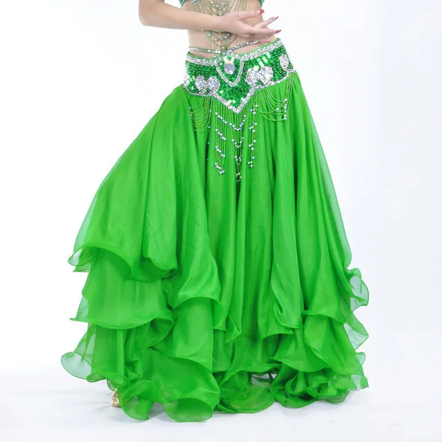 Высококачественная одежда для танца живота baru leafrol с двойным разрезом, шифоновая юбка для танца живота для женщин, костюмы для танца живота - Цвет: skirt length 95cm