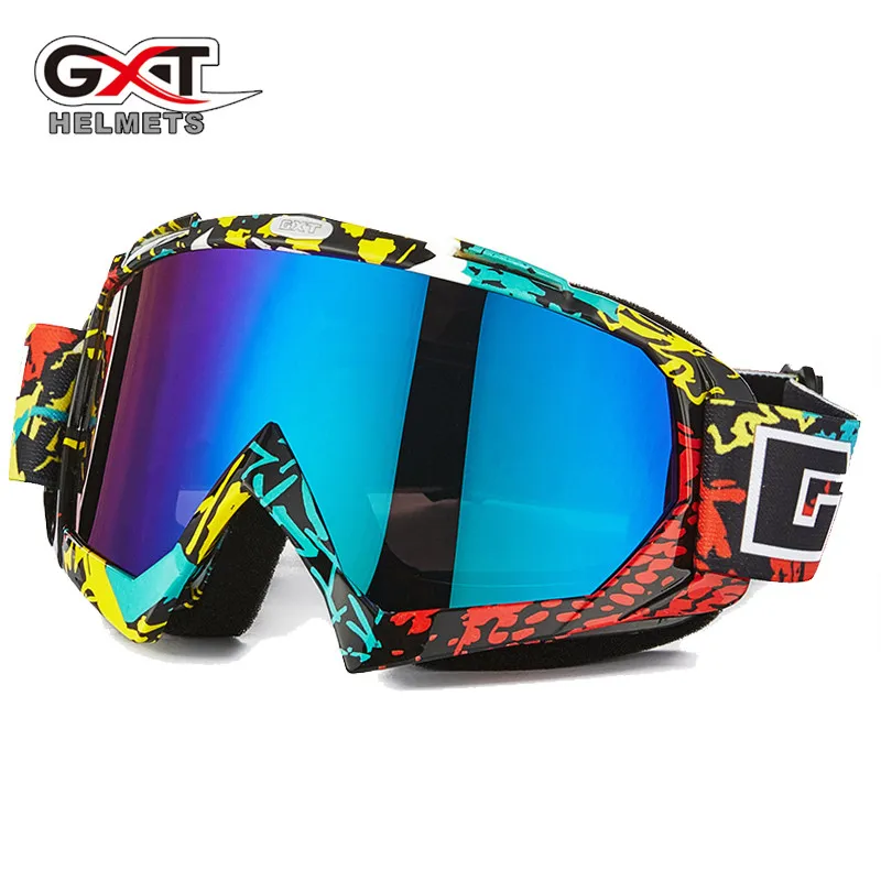 GXT moto cross moto rcycle очки ATV MTB DH ветрозащитное стекло для катания на лыжах мото велосипедные очки стеклянный шлем для беговых велосипедов - Цвет: yellow red black c
