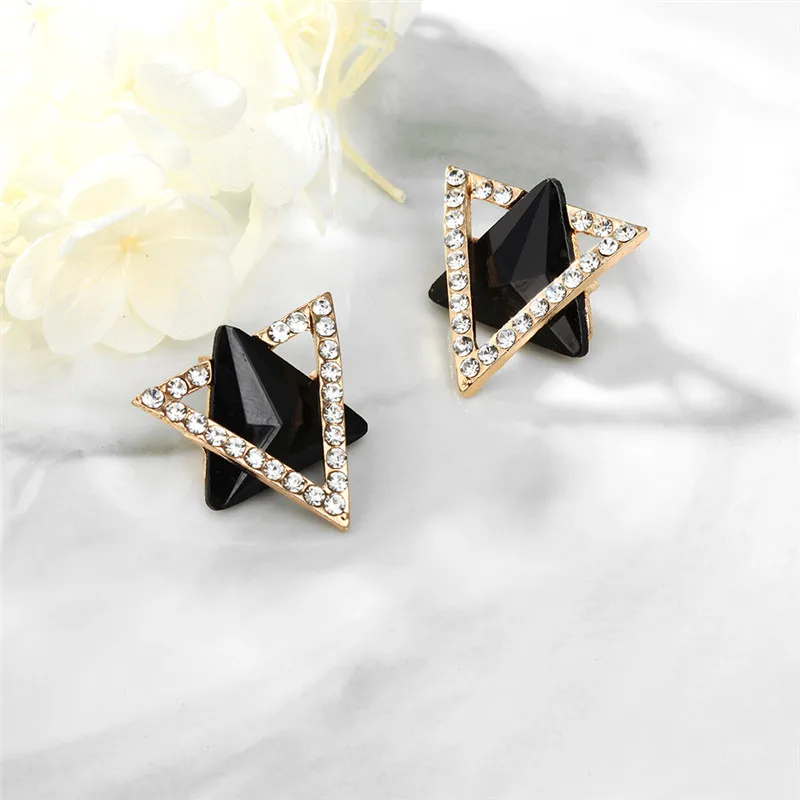 

182 Simple Triangle Earrings for Women Bohemia Black Geometric Club Party Female Puck Stud Earrings