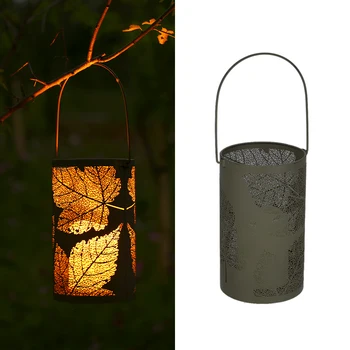 

IP44 Waterproof LED lights decoration Retro Metal Maple-leaf Light Table LED Candle Lamp Lantern Hanging Lights for Patio Garden