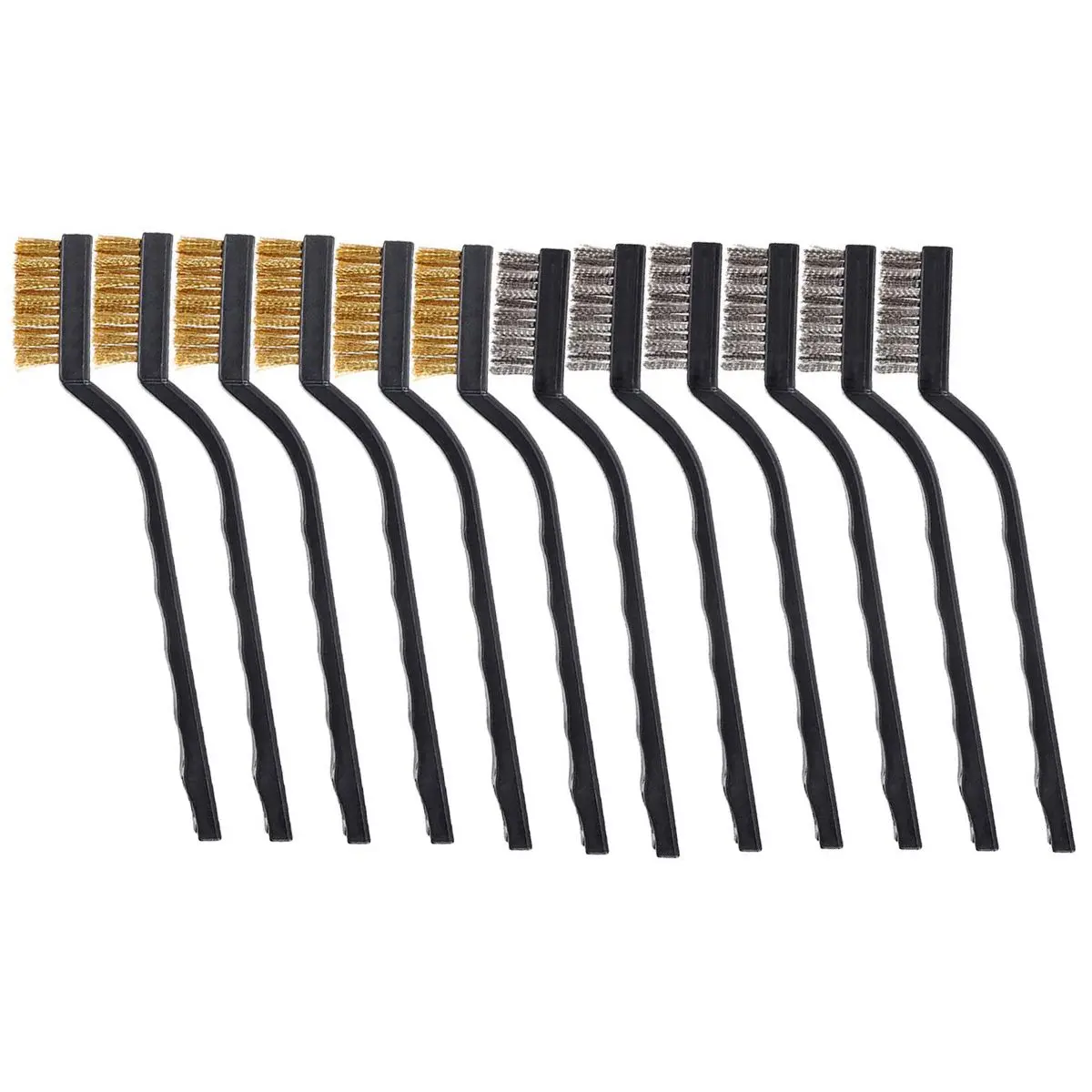 12 pieces Scratch Brush (Stainless Steel + Brass), Curved Handle