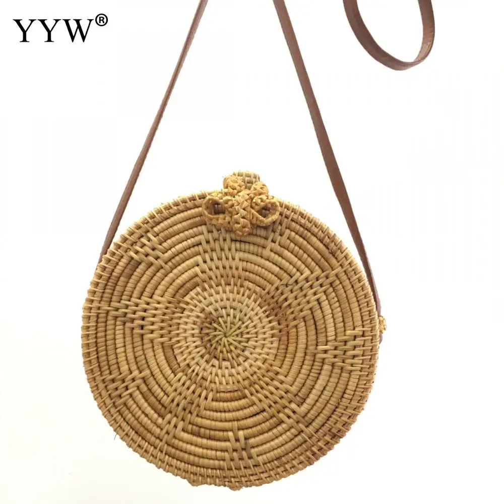 

Pentagram Pattern Rattan Weaving Beach Bag Circular Crossbody Bags for Women 2018 Small Women's Handbags Bohemian Messneger Bags