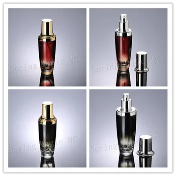 

500 Pieces/Lot Wholesale 100ml Black/Red Glass Bottles with Gold/Silver Lotion Pump,Cosmetics Bottles,Cosmetics Packaging