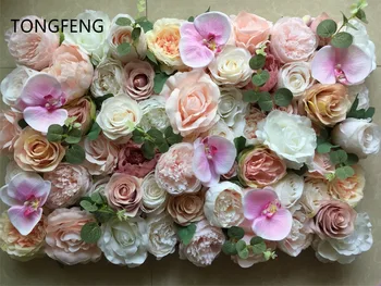 

TONGFENG 10pcs/lot Mixcolor Wedding 3D flower wall flower runner wedding Artificial silk rose peony wedding backdrop decoration