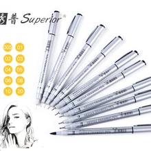 Улучшенный 10 шт Neelde софтбокс тонкая ручка черный эскиз маркеры Водонепроницаемая ручка для рисования для дизайна Кисть ручка художественные принадлежности