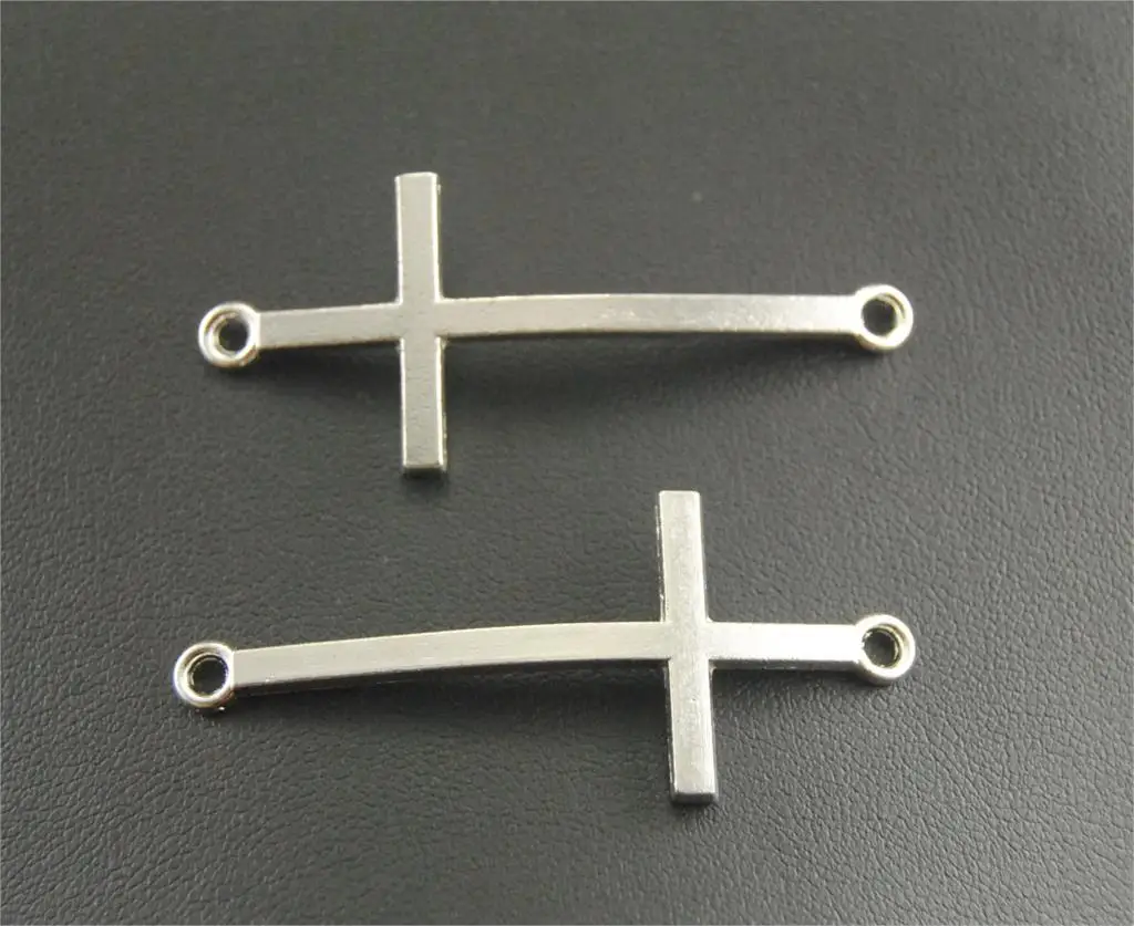

10pcs/lot Silver/bronze Sideways Cross Bracelet Connectors Metal Charms For Jewelry Making A24/A31