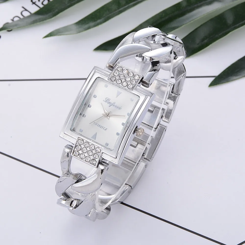 

2019 Fashion Femmes Square Dail Crystal Stainless Steel Band Wrist Watches Women Luxury Brand Bracelet Ladies Quartz Watch Clock