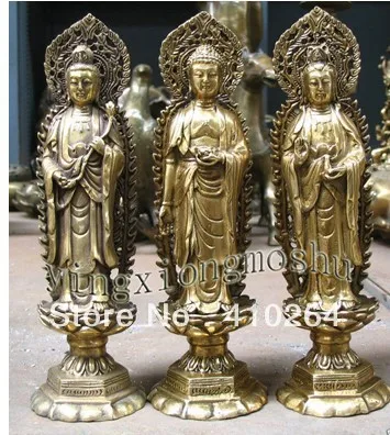 

3 pcs set Buddhist Buddha bronze Oblation Pray statue