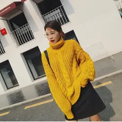 6 цветов 2018 осень Для женщин вязаные свитера с высоким воротом с длинным рукавом твист джемпер Повседневный свитер пуловеры