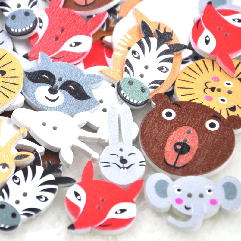 50pcs Mix Animal Wood Buttons Sewing Mix Lots WB237in Buttons from