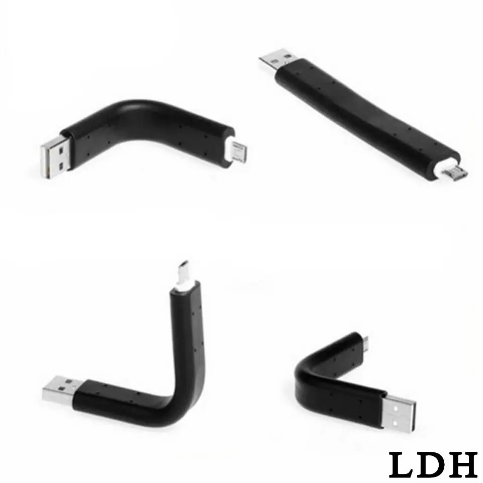 Flexible Short mini 8Pin Micro USB Cable Charger Holder Data Sync bend Wire For iPhone 5/5S/6S/6/7 Plus Android for Samsung
