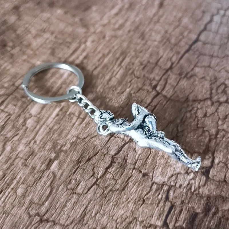 

Chinese Style Antiques Alloy Fun Small Copper People Key Chain Male Protruding Personality Key Chain Jewelry Collection