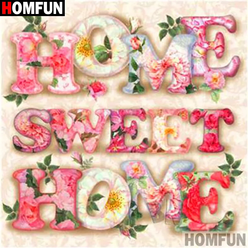 HOMFUN Full Square/Round Drill 5D DIY Diamond Painting &quotFlower text scenery&quot3D Embroidery Cross Stitch Home Decor A19804 | Дом и сад