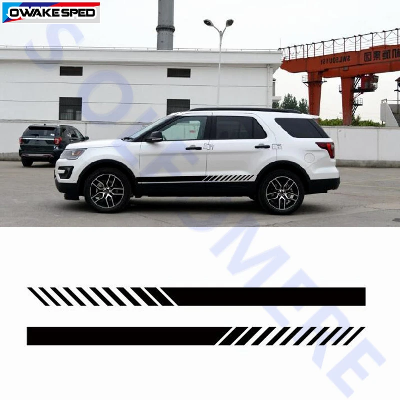 

Car Door Side Skirts Decor Racing Stripe Graphics Vinyl Decal Sticker For Ford Explorer Taurus Auto Accessories