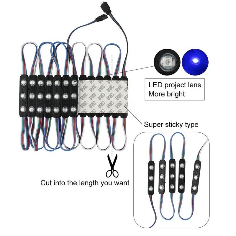 DC12V SMD 5050 IP65 Водонепроницаемый 20 шт./лот светодиодный модуль лампы RGB 3 светодиода
