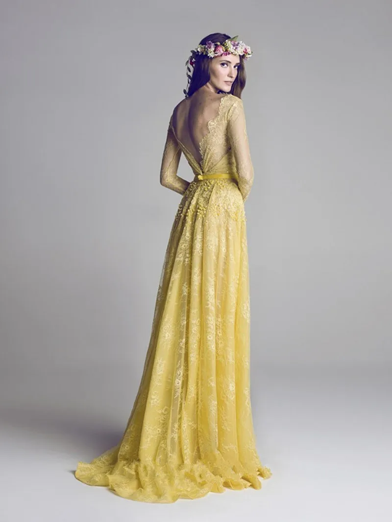 2015-Modest-Yellow-Sheer-Long-Sleeves-Evening-Gowns-Custome-Made-O-neck-Floor-Length-Lace-Dress1_conew1