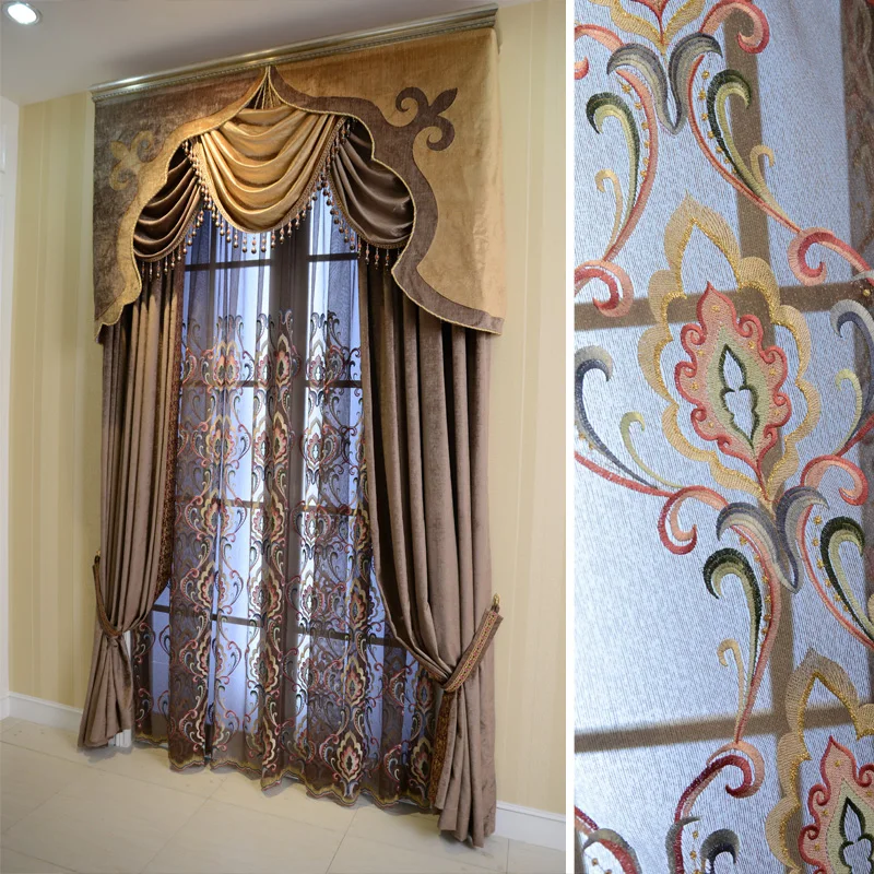 Fashion vintage baroque quality curtain finished product fabricin