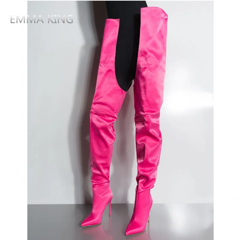 

High Waist Winter Over The Knee Boots Women Pointed Toe Slip On Thigh High Boots Stiletto High Heels Shoes Woman Botas Mujer