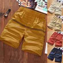 Летние новые мужские шорты Модные Полосатые эластичные шорты с карманами на молнии быстросохнущие повседневные хлопчатобумажные спортивные шорты Пляжные штаны