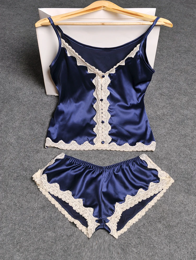 

Новое поступление, летняя повседневная женская пижама yomrzl A297, комплект для сна с синим кружевом, роскошная одежда для сна, одежда для дома