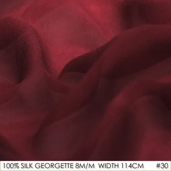 

SILK GEORGETTE 114cm width 8momme/100% Natural Pure Silk Chiffon Brocade Wedding Dress FabricsDark Red NO 30