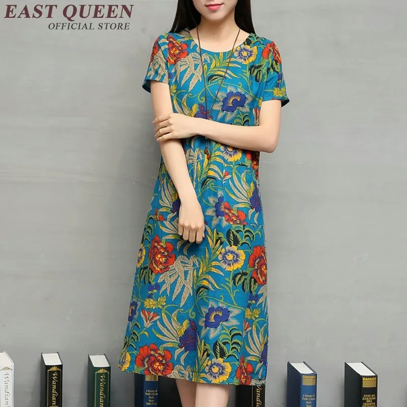 Китайский Восточный платья женщин Цветочный Восточный стиль платья дамы китайское традиционное платье Сексуальная китайские платья AA1069