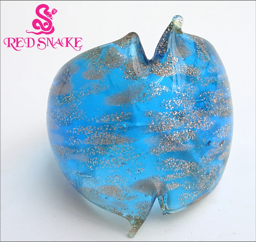 

RED SNAKE Fashion Ring Handmade Blue with Gold sand spots Cutting feature Technology Murano Glass Rings