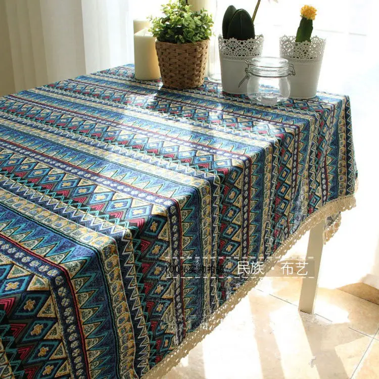 

New Listing Fashion Leisure Flower Geometric Religion Dining Table Cloth Cotton Linen Dustproof Tablecloth Dust Tight Wallpaper