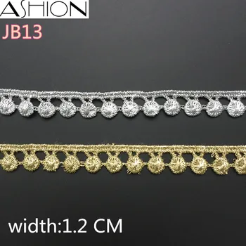 

5 yards LP-JB13 Width 12mm gold and sliver Lace Fabric,DIY Garment Accessories,Sewing Edge Trim Wedding Lace,Lace Material
