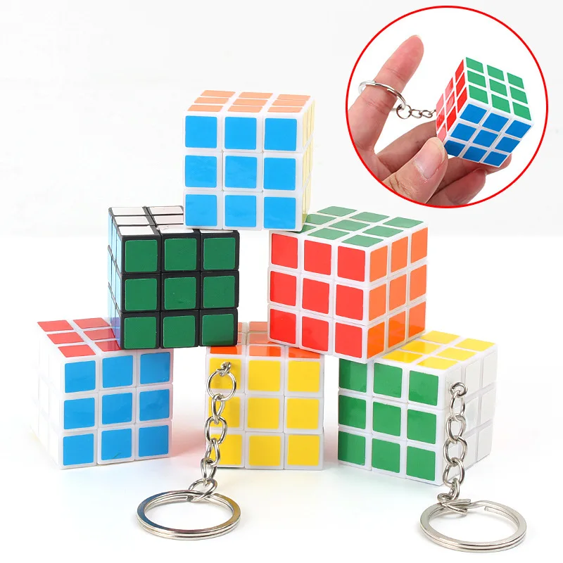 

Child 3x3x3 Cm Speed Magic Cubes Puzzle Cube Sticker Adult Education Toys for Children with Key Chain