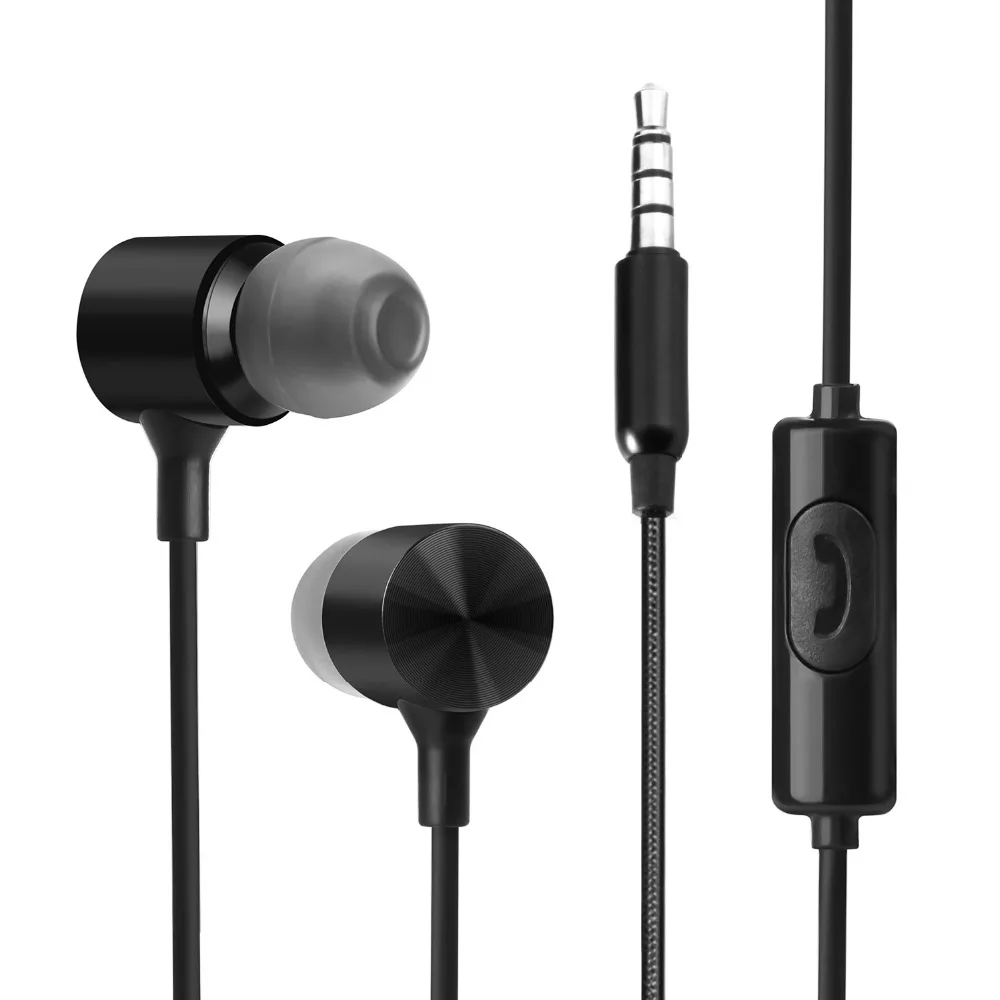 

HD Clear Super Bass Stereo In-ear Earbuds Earphones Wired Metal 3.5mm Jack Headphones Headset with Mic for Iphone Samsung Huawei