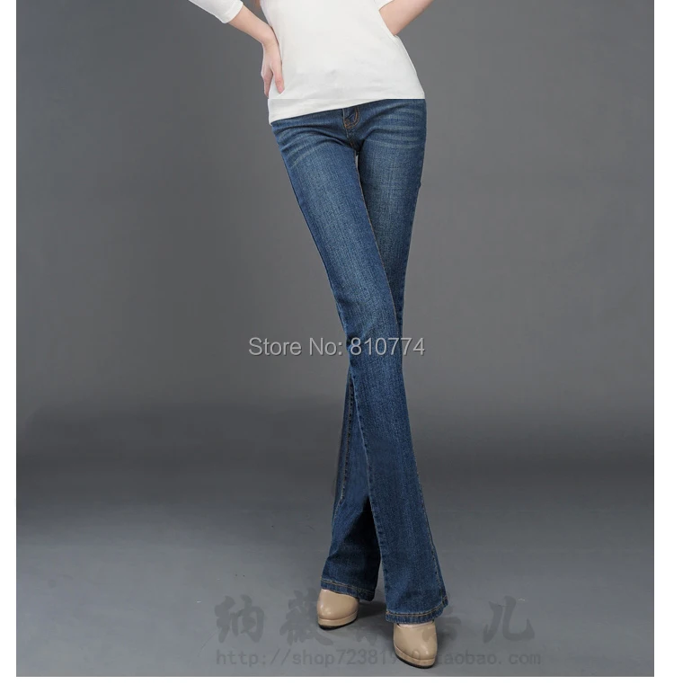 

2018 Spring elastic women jeans boot cut plus size female pants slim trousers