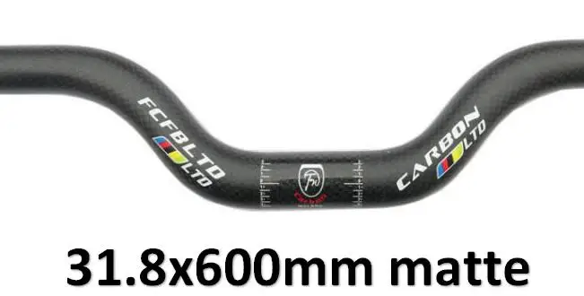 FCFB матовый углеродный руль rise 50 мм BMX горный MTB велосипед велосипедные ручки части 25,4/31,8*380- 740 мм - Цвет: matte