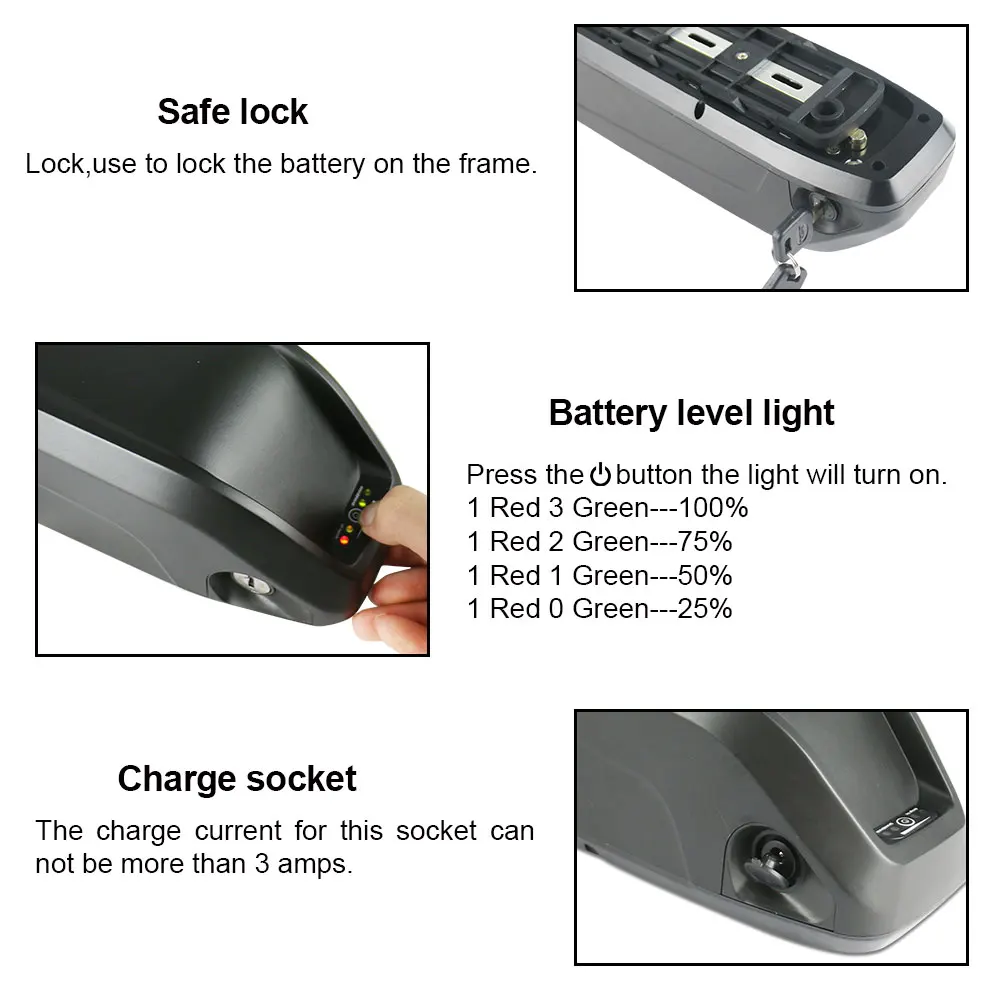 Clearance Sanyo cells 51.8V Electric Bike 14S4P down tube battery 750W 1000W 52V 14Ah high power lithium ion battery 4