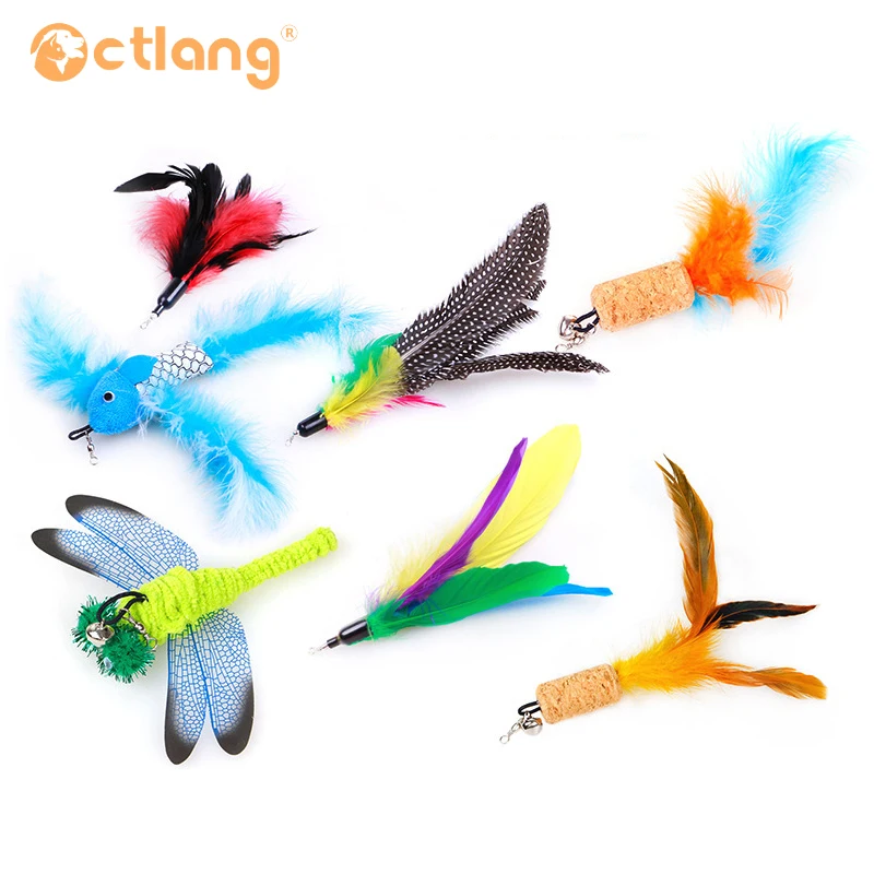 

Buy one get one free Fishing rod flying fish feathers funny cat stick replacement head