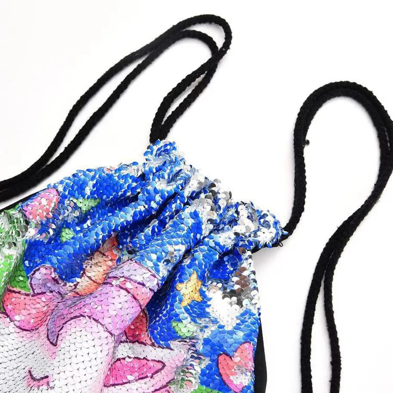 LIANGKA New Horse Sequins Modis Unicorn Bag Women Teenager Drawstring Bag Toddler Girls Magic Reversible Backpacks Mochila
