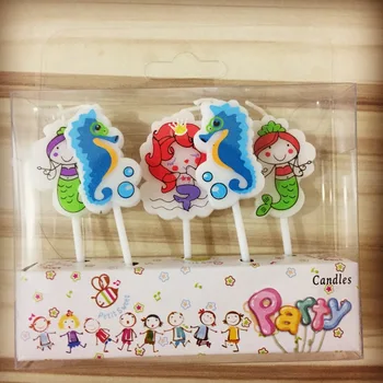 

5PCS/set Little Mermaid Birthday Craft Candles Cupcake Candle Toppers Kids Birthday Cake Candles Party Decorations