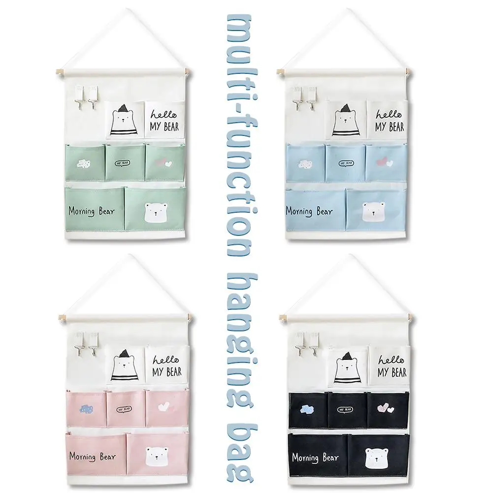 

7 Pocket New Household Daily Cute Cartoon Wall-mounted Storage Bag Multi-functional Sundries Foldable Storage Hanging Bag