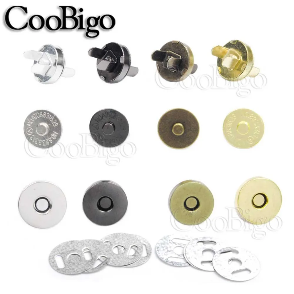 plata u oro 14mm. de coser Cierre magnetico bolsos