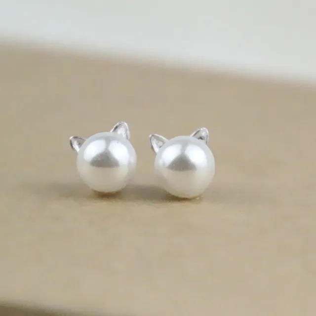 Hot Ing Animal Silver Plated Cute Cat Stud Earrings Imitation Hot Ing Animal Silver Plated Cute Cat Stud Earrings Imitation Pearl For Women S Piercing