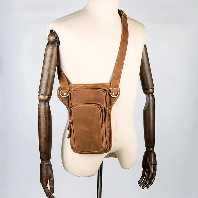 Мужская поясная сумка crazy horse винтажная Сумка кобура из натуральной кожи|leather holster