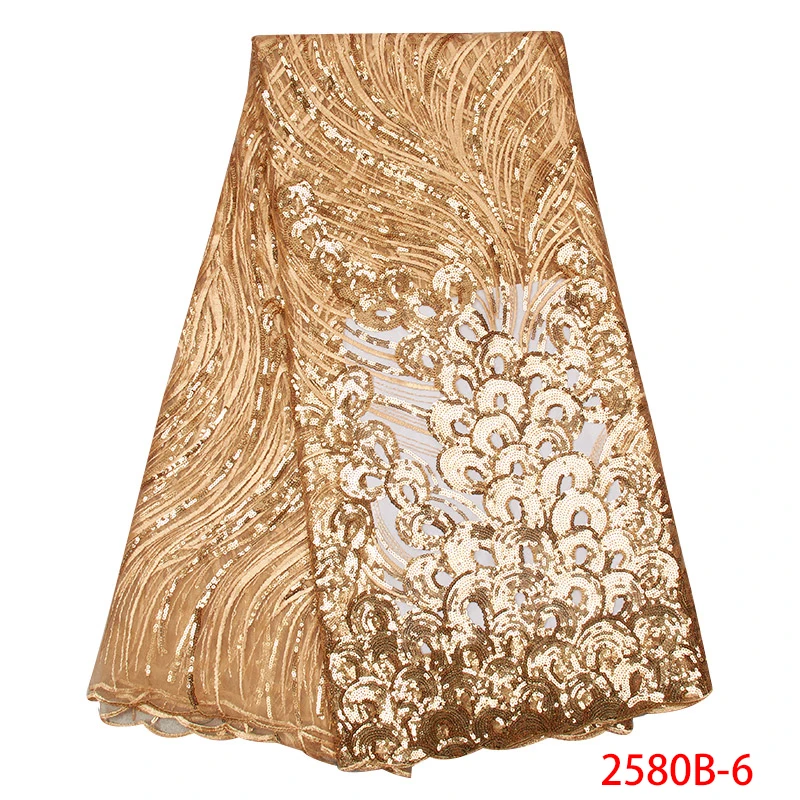 Африканская кружевная ткань высокого качества Кружева Лидер продаж, тюль сетка с блестками и бисером для свадебного платья KS2580B-1